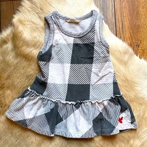 Burt’s Bees Baby Girl Size 12 Months Gray White Large Block Tank Top Dress